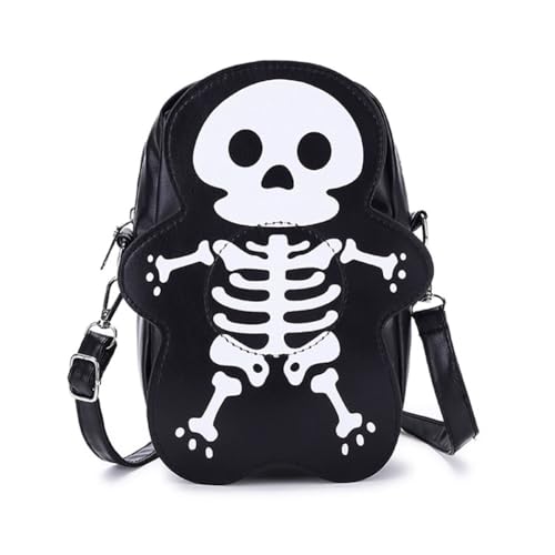 Mini Crossbody Bag Cute Gothic Skeleton Purse Cellphone Pouch for Women