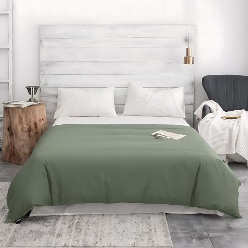 Image of ZonLi 48 inchx72 inch New Green Duvet Cover, Oeko-texCertified 100% Cotton, Twin Size RemovableDuvet Cover for Weighted Blanket