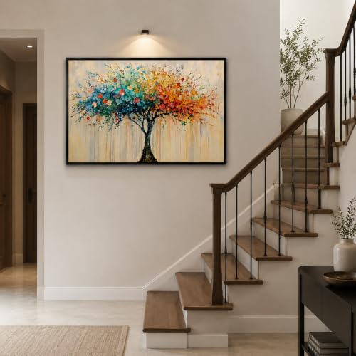 Image of Artsense Colorful Tree of Life Wall Art | Abstract Modern Nature Landscape Painting | Vibrant Tree Canvas Style Decorative Wall Decor for Living Room Bedroom Office Home