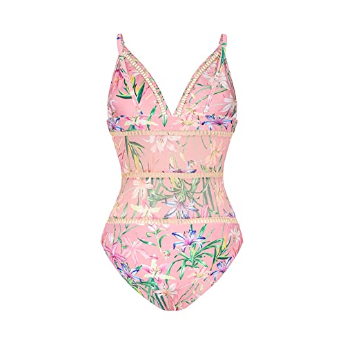 OBEEII Women‘s One Piece Swimsuit with Cover up Skirt Set Retro Floral Tummy Control Bikini Matching Bathing Suit Beachwear3