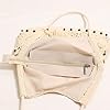 JPSSJGYH Sac de plage au crochet pour femmes, sac à bandoulière tissé bohème avec pompons, sac à main souple pour les vacances d'été (Beige) #5