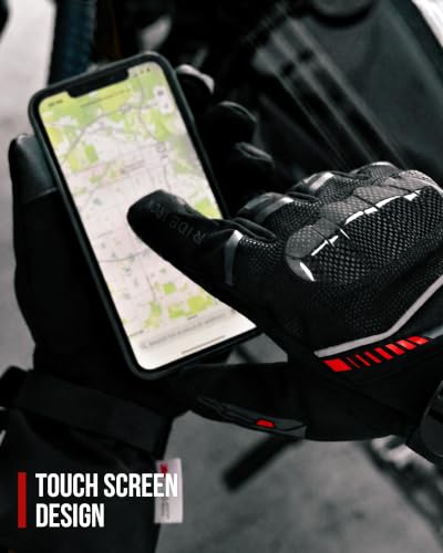 Image of RIDEIRON Winter Motorcycle Gloves for Men & Women Waterproof Warm Cold Weather Riding Gloves with Touchscreen for ATV UTV Riding, Road Racing, Snowmobile, Motocross