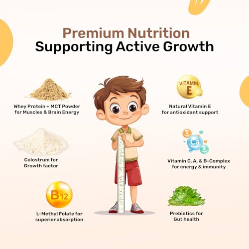 Image of Miduty ProGrow+ Kids Chocolate Shake with Whey, MCT & Colostrum - Supports Growth, Energy, Brain & Immunity - With Active Vitamins, Minerals & Herbal Extracts - Chocolate, 30g