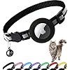 Airtag Cat Collar Breakaway Reflective Kitten Collar with Apple Air Tag Holder and Bell for Girl Boy Cats 04 Inches in Width and LightweightBlack