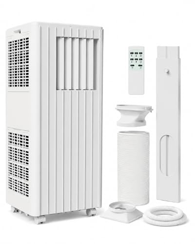 Image of 8,000 BTU Portable Air Conditioners, Cools Room Up to 350 Sq.Ft, 4-in-1 AC Unit with Dehumidifier & Fan Mode, Remote Control, Ultra-Quiet 50dB, White & Black, Easy Window Kit