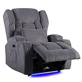VUYUYU Power Recliner Chair with Heat and Massage, Linen Fabric Recliner Sofa Chairs for Living Room