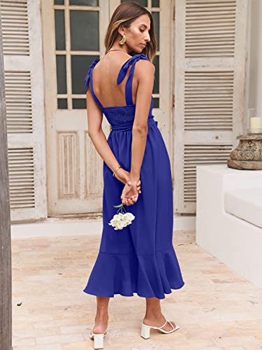 Image of ANRABESS Women's Square Neck Ruffle Split Midi Elegant Formal Wedding Guest Cocktail Bridesmaid Graduation Party Dresses