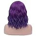 Mildiso Purple Wigs for Women Short Curly Wavy Bob Wig with Bangs Dark Purple Soft Hair Wig with Wig Caps Cute Colorful Synthetic Wig for Daily Party M080H