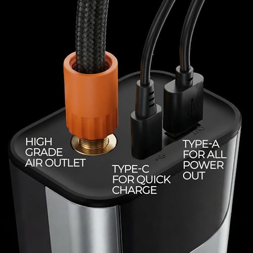 Image of MAYSON Cordless Portable & Rechargeable Tyre Inflator | 2-in-1 Cordless & Corded Modes, 4700 mAh Battery, LED Display, Auto Shut-Off, Type-C Fast Charging, 150 PSI