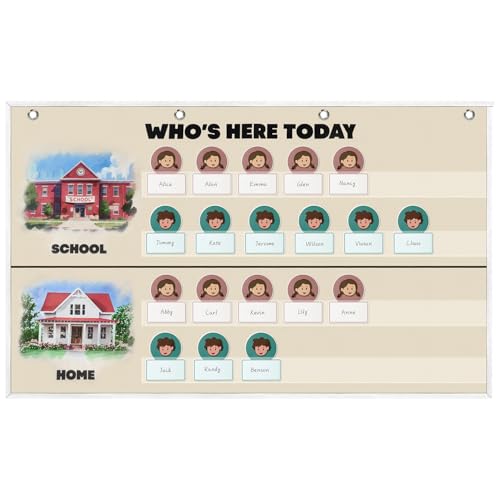 Attendance Pocket Chart for Classroom, Durable Classroom Management Pocket Chart 36 People Cards Included, Helping Hands Pocket Chart for Preschool Sunday School Kindergarten Daycare (Attendance）