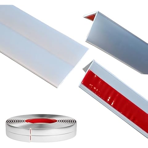 LaRolls Inside Outside Corner Molding Trim & Edge Protector, Peel and Stick, Flexible, Self -Adhesive, Wall Moulding for Baseboard Countertop Door Frame Decoration, Matte Silver, 20ft, AD416S2 Cover