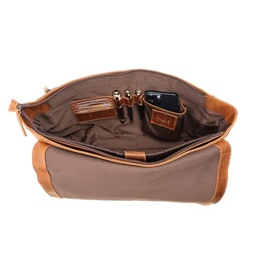 Bolso de mensajero de cuero búfalo artesanal para laptop 16" miniatura 4