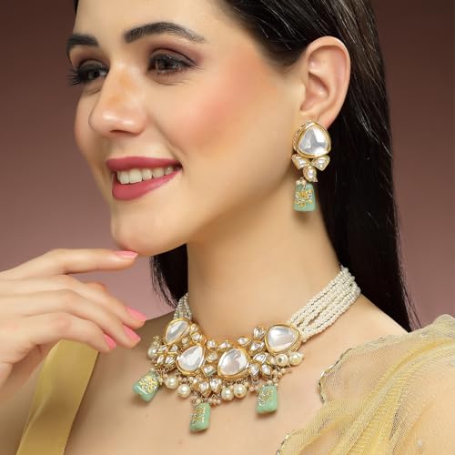 Image of Karatcart Polki Kundan Jewellery Set for Women