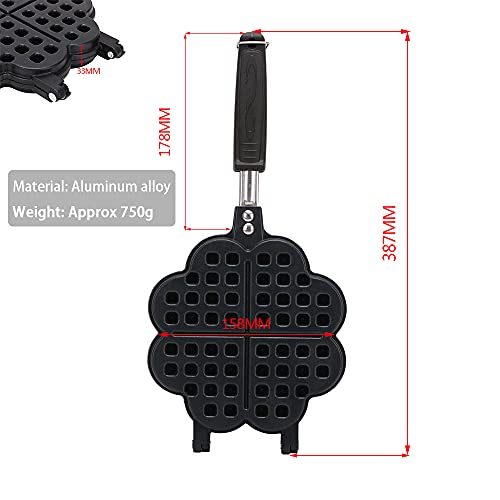 Bobikuke Waffeleisen Herzform, Waffeleisen Doppelt mit Antihaftbeschichtung Waffel Backform Pressplatte aus… – Bild 6