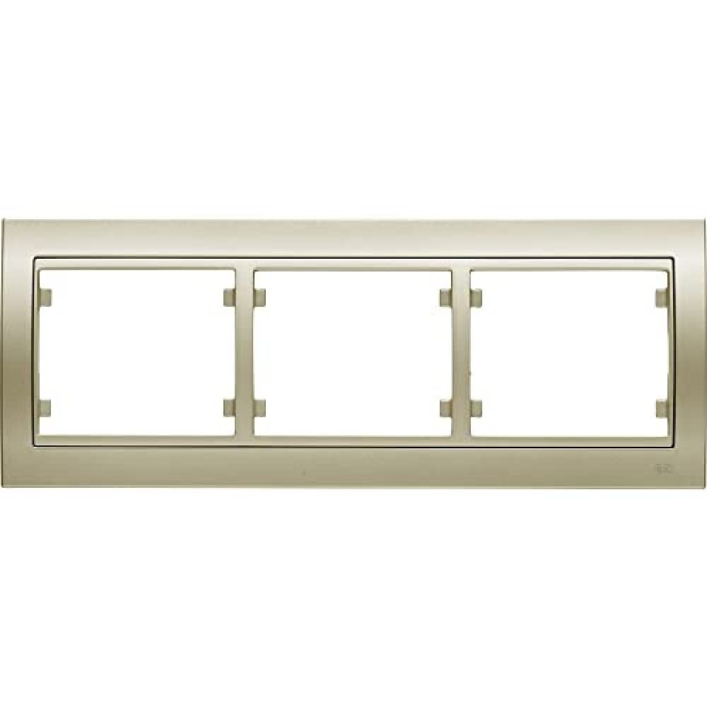 Plaque de finition 3 postes BJC Mega cadre horizontal Doré Malte 22003-DM