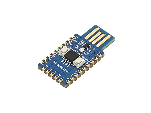 waveshare RP2040-One Microcontroller Development Board Type-A 4MB Flash Pico-Like MCU Board Based on Raspberry Pi RP2040,PCB USB-A Port,Support C/C++,MicroPython