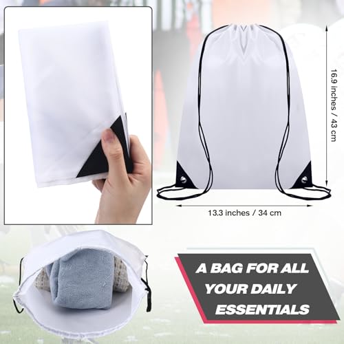 Image of Shappy Drawstring Backpack Bulk Sports Gym Cinch Bag Polyester String Bag for Men Women(White,200 Pcs)