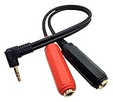 Qaoquda 3.5mm to 6.35mm Headphone Adapter, 1/8 to 1/4 Audio Splitter Cable, 90 Degree Angle 3.5mm 1/8' TRS Stereo Female to 1/4' 6.35mm TRS Stereo Male Jack Plug Y Splitter Cable 20cm/8inch