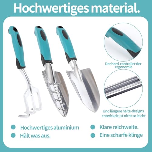 Gartengeräte 7-teiliges Set, Gartengeräte-Set, Leichte Aluminiumlegierung Rostbeständig, Gartengeräte-Set, ideale Gartengeschenke, Gartengeräte mit Handschuhen – Bild 5