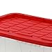 CLMSTE 27 Gallon Clear Plastic Storage Bin with Red Lid, Storage for all ages