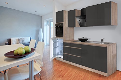 Respekta Lorena Küchenzeile, Holzwerkstoff, Grau, 270 cm