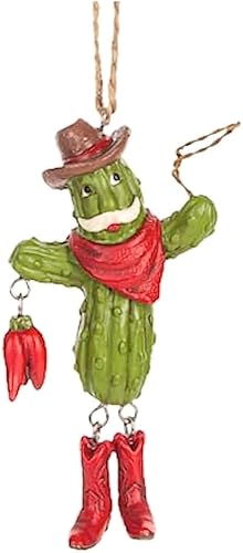The Bridge Collection Adorno de cactus de Papá Noel, adornos para árbol de Navidad de cactus y vaquero, adorno de Papá Noel, adorno del suroeste The Bridge Collection Adorno de cactus de Papá Noel, adornos para árbol de Navidad de cactus y vaquero, adorno de Papá Noel, adorno del suroeste