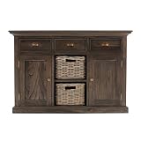 NovaSolo Halifax Mindi Wood Buffet with 2 Baskets in Black Wash