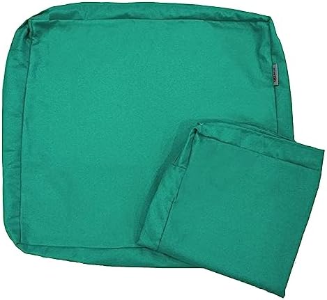 QQbed 2 Pack Outdoor Patio Chair Waterproof Cushion Pillow Seat Covers in Peacock Blue Color 18"X16"X4" - Replacement Covers Only