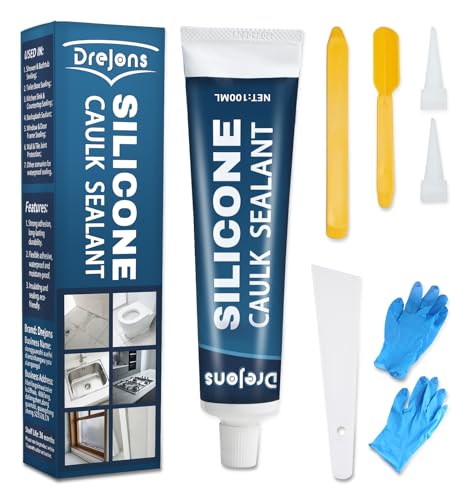 Drejons Clear Silicone Caulk Waterproof Silicone Sealant Caulk Stronger Adhesion