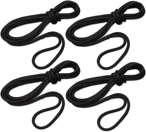 Seilflechter - Festmacher Set 12 mm Ø, 2X 6m und 2X 10m Länge, 40 cm Auge gespleißt & getakelt, Taifun Festmacherleinen, Schwarz, 2500 daN