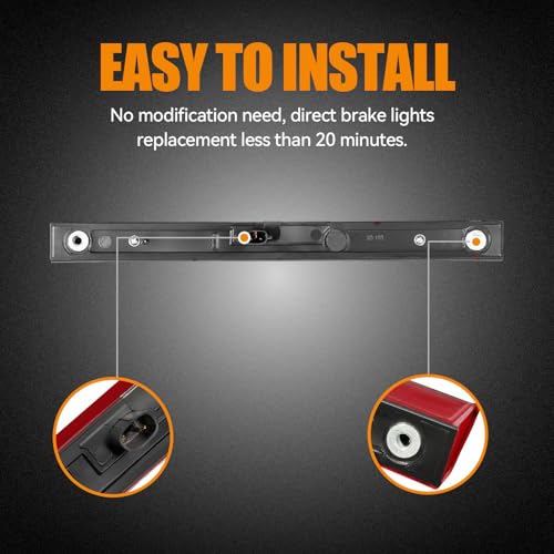 Image of Third 3rd Brake Light LED for 2013-2018 Toyota Rav4, High Mount Rear Brake Lights Assembly for 2010-2019 Lexus GX460, Waterproof Center Cab Lamp Stop Light (Red)