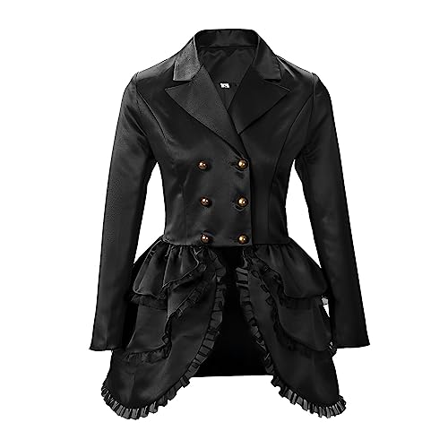 Gothic Kleidung Damen Oberteil Lange Jacke Vintage Halloween Kostüm...