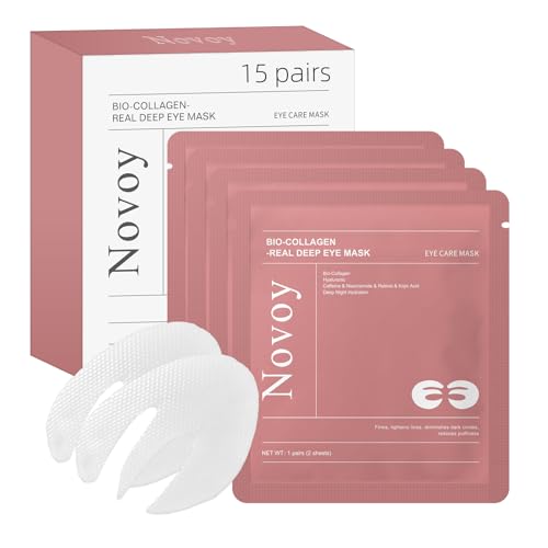 Novoy 15 Pairs Bio-Collagen Real Deep Eye Patches - 6-in-1 Retinol Overnight Eye...