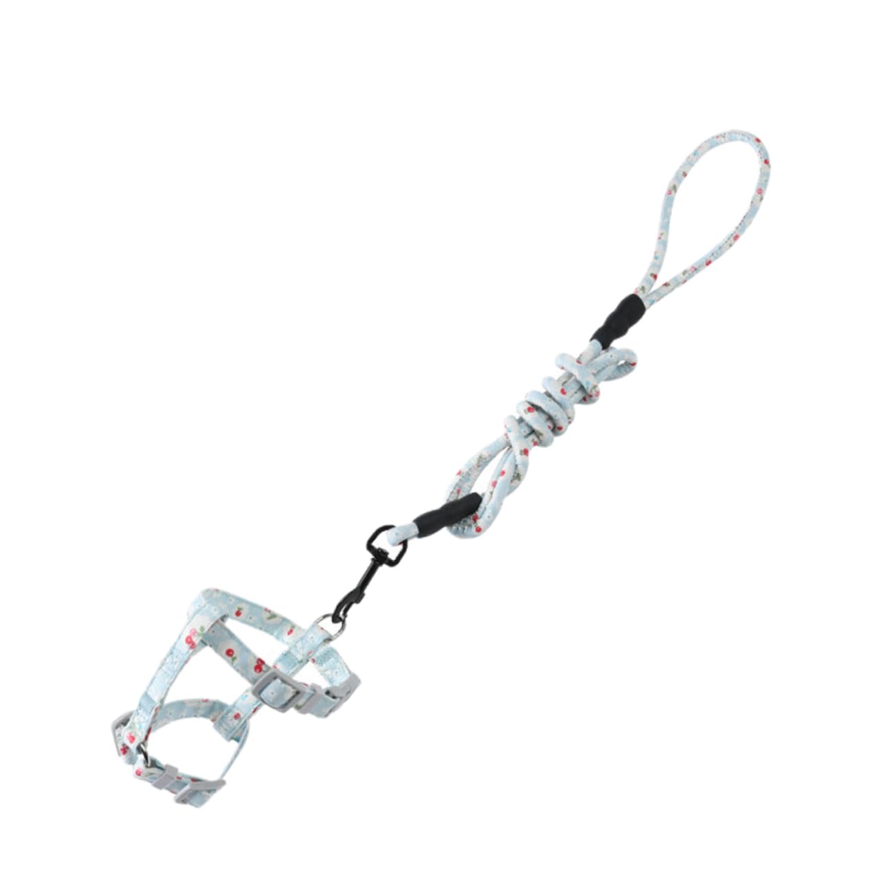 DOITOOL 3piezas Arnés Ajustable para Gatos Correa De Traction Diseño Floral Cinta De Algodón Suave para Paseos Interiores y Exteriores Azul