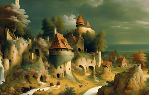 Toile murale paysage mystique médiéval tableau déco 50x70