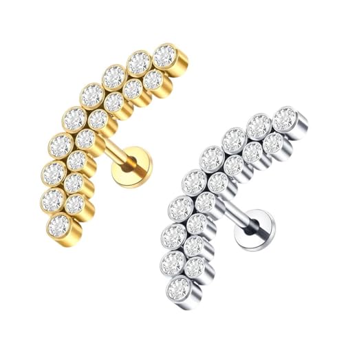 REEIRAMERCE New 2026 Unisex 1Pc Titanium Ear Tragus Cartilage Helix Daith Piercing Stud Earrings For Women Internal Thread Labret Lip Ring 16G Jewelry Fashion Trendy Accessories Creative Gift And Men