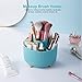 Lolocor 360 Degree Rotation Pen Holder, 5 Slots Office Desk Pen Organizer Multi-Functional Pencil Cup Makeup Brush Holder Office Business Card Pen Pencil Stationery Holder Storage Box Blue