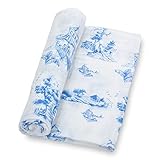 LollyBanks Swaddle Blanket, 100% Cotton Muslin Swaddle Blankets for Boys and Girls, Large 47 x 47 Inches Baby Blanket, Soft and Breathable Newborn Receiving Blankets, Registry (Chinoiserie Print)