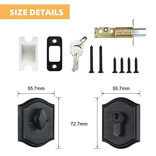 Clctk Single Cylinder Deadbolt Keyed 1 Side, Oil Rubbed Bronze Finish #TOP4