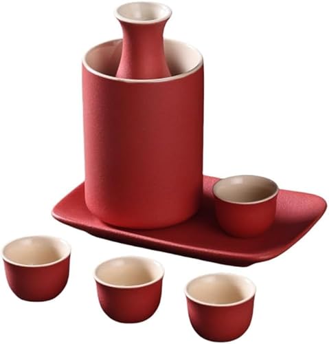 KryZaro美濃焼 日本酒熱燗器セット|禅スタイル陶磁器 冷酒/温酒/熱燗対応 焼酎じょか揃 酒瓶・酒カップ付き 伝統酒器キット