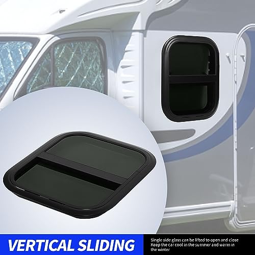 Wohnmobil-Fenster mit Fliegengitter, Wohnmobil-Fenster, Abgerundete Kante, Insektensicher, 440 Mm H 390 Mm B, Getöntes Hartglas für Anhänger und Wohnmobil