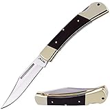 Folding Knife - Folding Pocket Knife - EDC and Outdoor Large Fold Knives Classic Clip-point Stainless Steel Blade Wooden Handle - Best Strong Pocket Knife for Urban and Hiking - Grand Way FB 1005 A