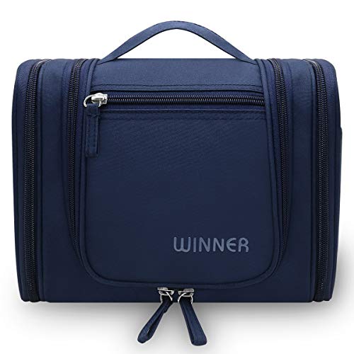 Preisvergleich Produktbild Kulturbeutel Damen Kulturtasche Herren zum Aufhängen, Tragbare Wasserdichte Kosmetiktasche mit Vielen Fächern für Männer und Frauen, Große Waschtasche Reise mit 6 Liter Stauraum (Dunkelblau)