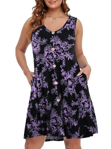 Image of BELAROI Summer Dresses for Women Beach Tshirt Sundress V Neck Casual Swing Tank Dress Swimsuit Cover Ups Pockets