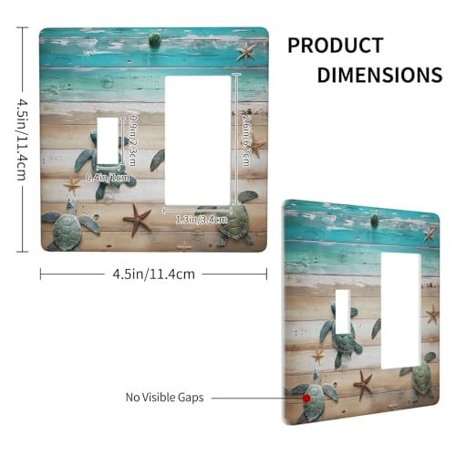 Decorative Outlet Covers Turtle Starfish Beaches Blue Wood Plank 2 Gang 1 Gang Wall Plate Cover Single Toggle Rocker Combo Light Switch Cover Plate Face Plate