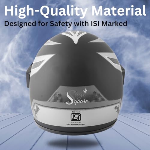 Image of Sage Square Audi Kimi Full Face Helmet | ISI Certified | Clear Visor | Ultra Comfort Inner Padding Extra Comfort & Stylish