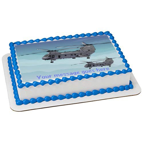 Army/RAF Chinook Helicopters Personalised Rectangle Fondant Icing Cake  Topper
