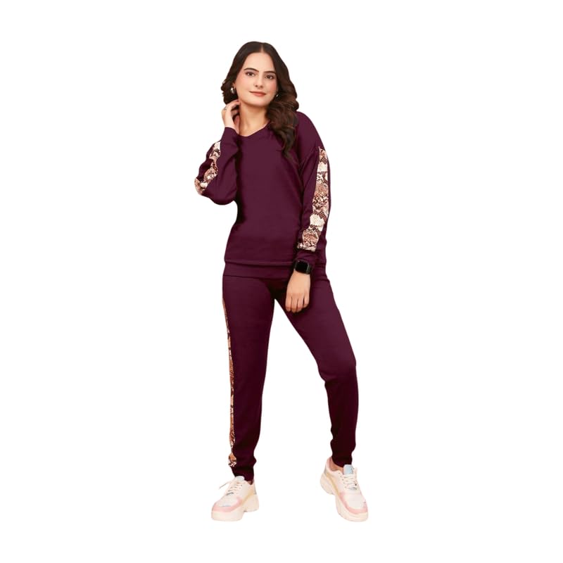 Women's Cotton Solid Tracksuit with Round Neck Full Sleeve Straight Length Relaxed Fit and Drawstring Closure Pant-picture-22