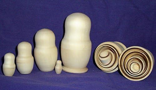 Plain Blank Unpainted Russian Nesting Doll * 5 pc / 4 in * Paint yourself * u-505.4