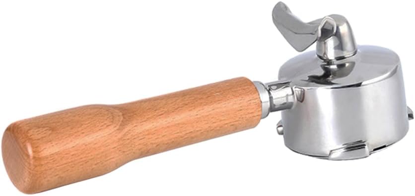 1Pcs 51mm Bottomless Coffee Portafilter, Reusable Double Spout Coffee Portafilter Fine Filter Replacement for EC680 EC685 (Log)